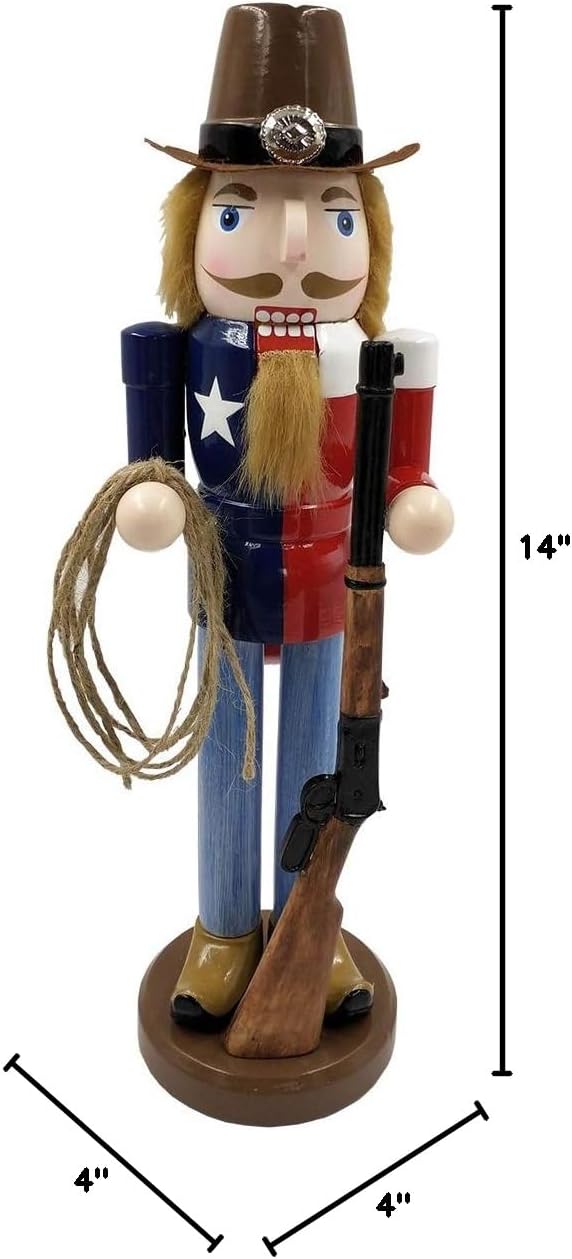 14" texas cowboy nutcracker shown in use