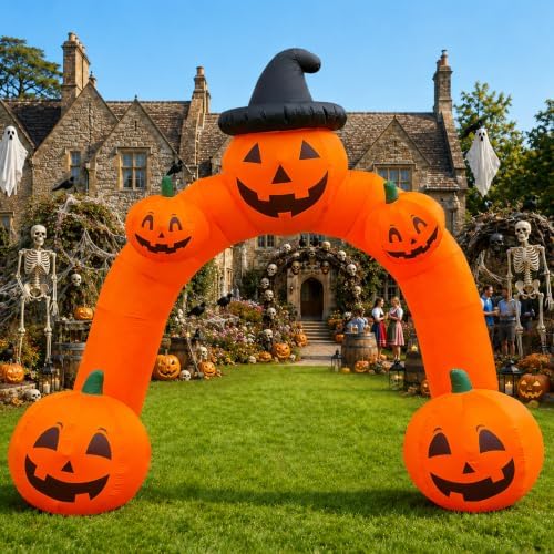 10FT Halloween Inflatable Pumpkin Archway Decorations with Built-in LEDs