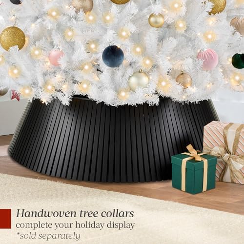 Best Choice Products Artificial Christmas Tree, 7.5ft Premium Pre-Lit Realistic Spruce Holiday Décor w/Dense Branches, Metal Base - White Spruce