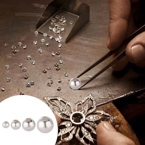 95pcs 925 Sterling Silver Beads Jewelry Making 4 Sizes Smooth Round Beads Seamless Ball Spacer S925 Silver Loose Round Bead for DIY Necklace Bracelet Ring Earring Crafts Accessories