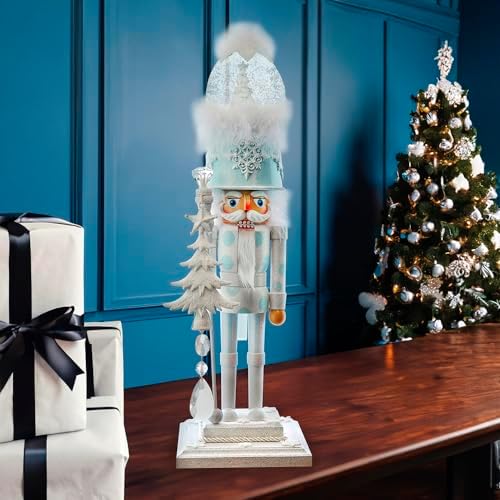 Kurt Adler Hollywood Nutcrackers Battery Operated Lit Animated Musical White Soldier Water Globes Hat Nutcracker