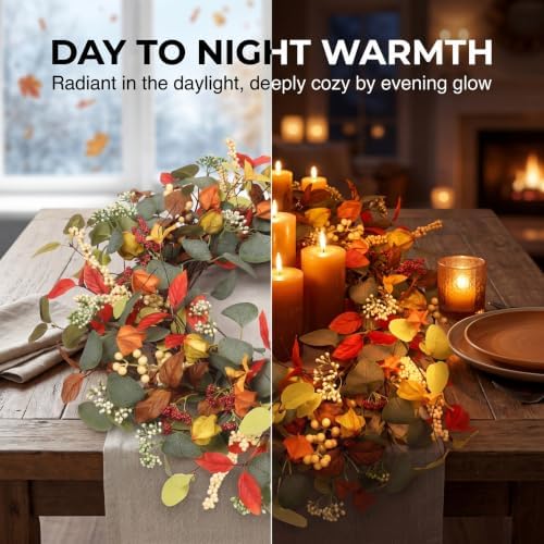 Fall Eucalyptus Lantern pods Wreath 22 Inch Front Door Decor
