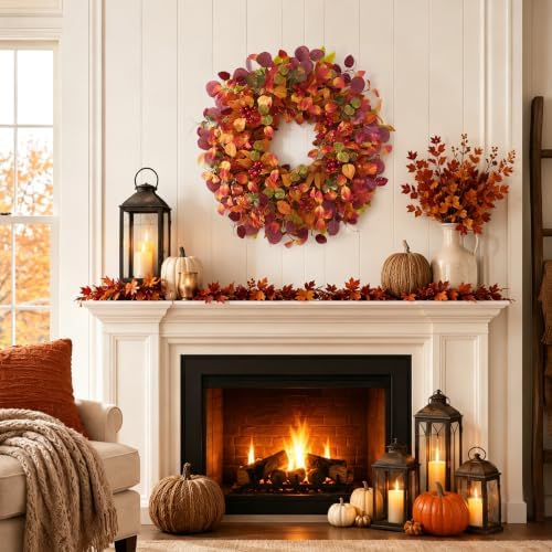 Fall Decor, 26" Fall Wreaths for Front Door, Large Fall Door Wreath