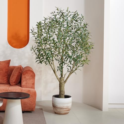 VeriNatural 6FT UV-Resistant Artificial Olive Tree with Thick Trunk