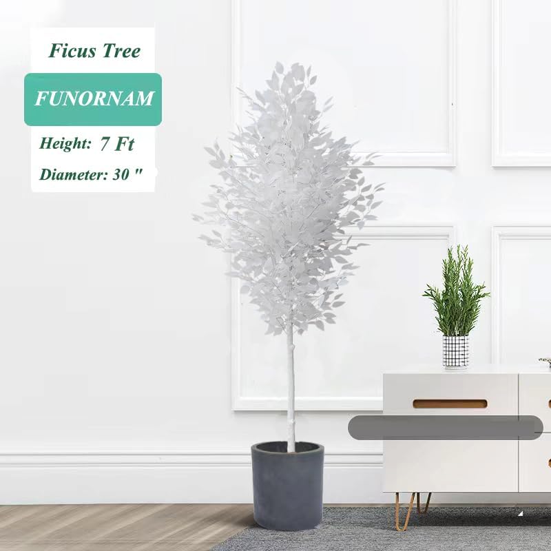 7ft Artificial Large Ficus Trees, White