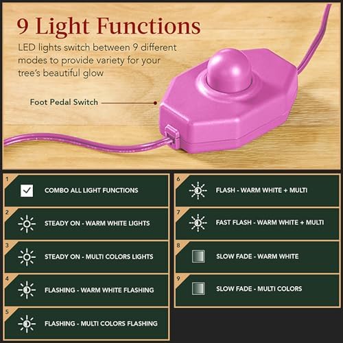 Best Choice Products Pre-Lit Sparse Christmas Tree 4.5ft Artificial Flocked Pine Holiday Décor Aspen Noble Fir White & Multicolor LED Lights- Pink