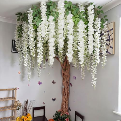 Giegxin Wisteria Hanging Flowers Cherry Blossom Tree Paper Decor, White