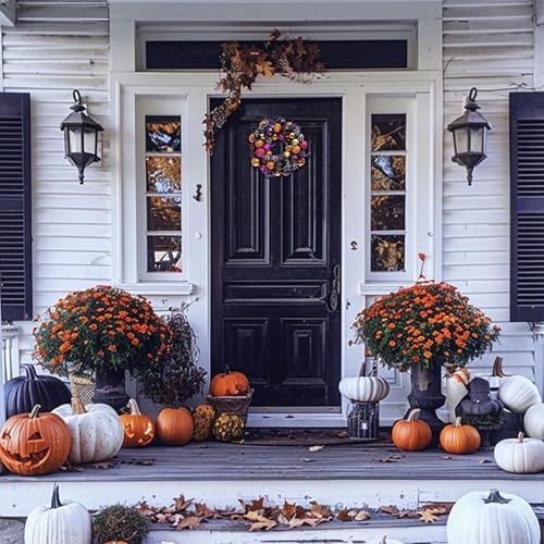Valery Madelyn Halloween Decorations 12" Pumpkin Wreath for Front Door