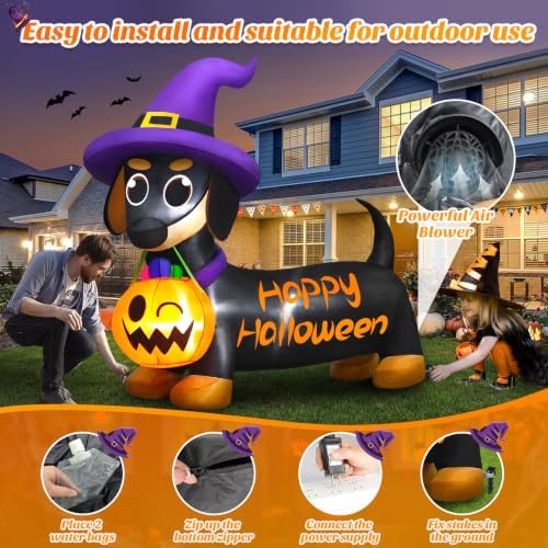 Danxilu Halloween Inflatables Outdoor Decorations 5 FT Dachshund Wiener Dog