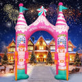 Evoio 12 FT Giant Christmas Archway Inflatables Nutcracker with LED Lights, Pink Xmas Arch Inflatable Stereoscopic Blow up Christmas Outdoor Decorations for Front Yard, Driveway, Lawn, Garden, Square