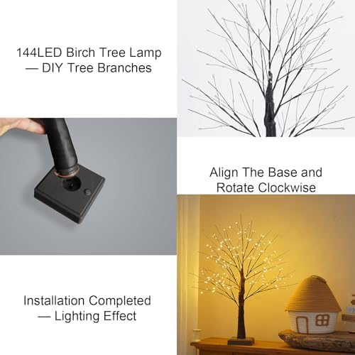 PXBNIUYA 144 LED Artificial Tree Lamp with Timer,DIY Birch Trees LED Lights