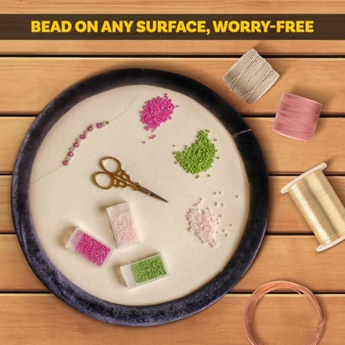 The Beadsmith Craft Bumper – Basic Elements – Round Shape, 12” Diameter, 1” Bumper Border, Sturdy Design Tray with Raised Edge, Excellent for Beading, Jewelry Making & DIY Hobbies