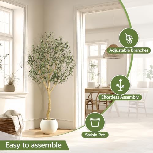 Realead 6ft Faux Olive Tree with UV Resistant for Indoor Outdoor Decor