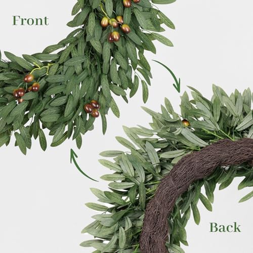 26 Inch Large Eucalyptus Olive Wreaths for Front Door with Olives
