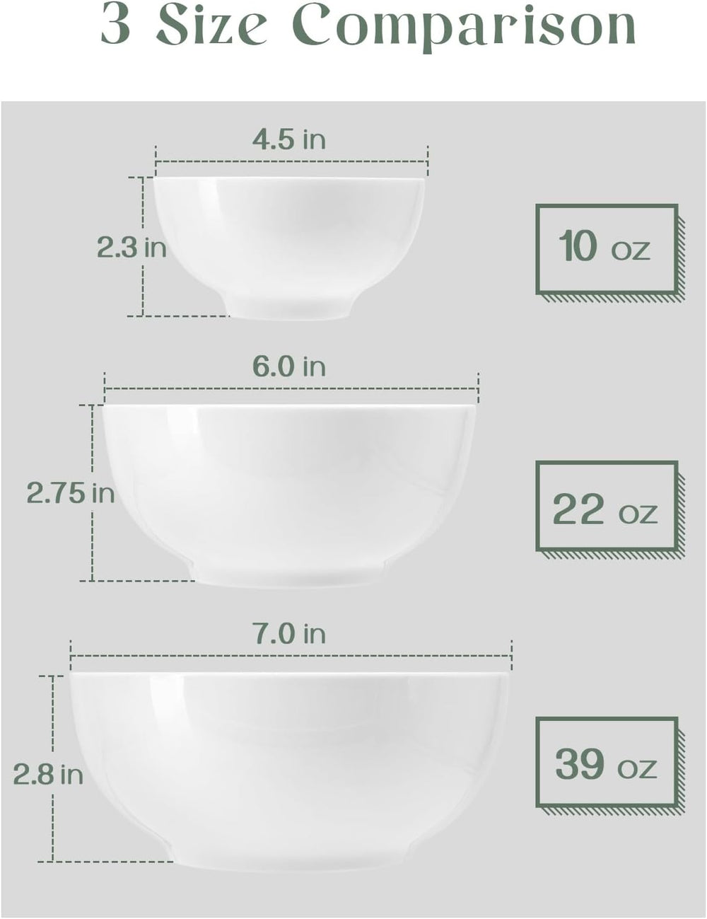 DOWAN 39 OZ Soup Bowls Set of 4 - Large Cereal Bowls, White Ceramic Big and D...
