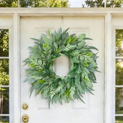 26 Inch Artificial Olive Eucalyptus Wreath for Front Door,Porch,Wall,Window