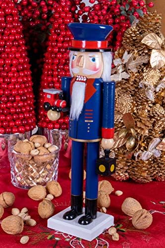 Clever Creations Motorman 14 Inch Traditional Wooden Nutcracker, Festive Christmas Décor for Shelves and Tables