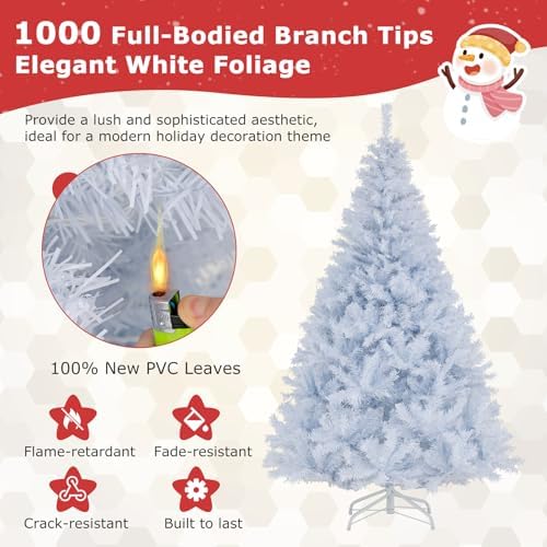 Goplus 6 FT Pre-Lit Christmas Tree with 280 Warm White & 3-Color LED Lights