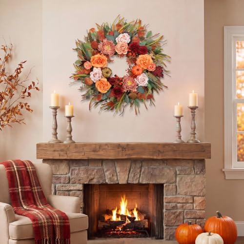 26” Fall Wreaths for Front Door, Autumn Harvest Wreath for Indoor & Outdoor
