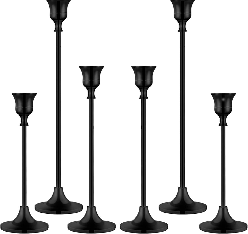 BEZURA Black Taper Candle Holders Set of 6,Aluminum Alloy Candlestick Holders...