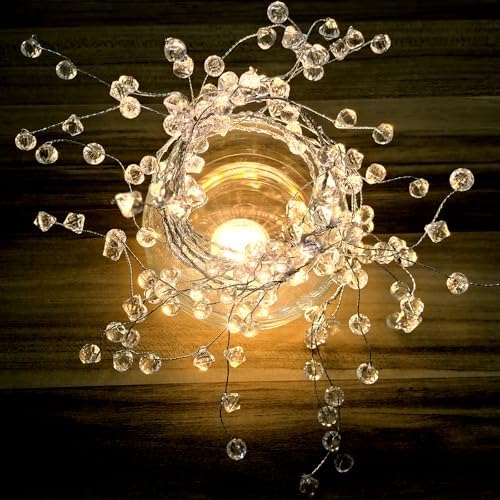 (10 Pack) 47” Clear Diamond Beaded Crystal Christmas Garland - Wire String Acrylic for Christmas Decorations, DIY Wreath Wedding Party Centerpiece Crystal Diamond Branch