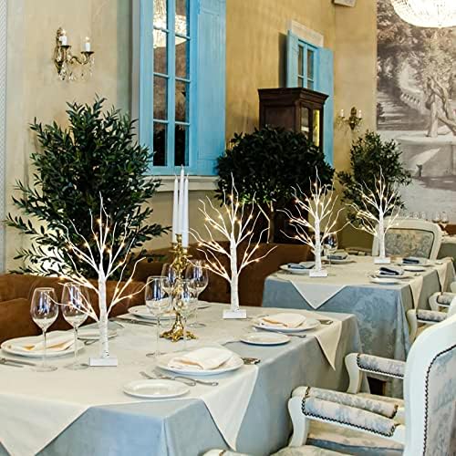PABIPABI Lighted Birch Tree with LED Lights Christmas Decorations, Small Artificial Bonsai Tree Lights with Timer, LED Tabletop Trees for Home Wedding Decor