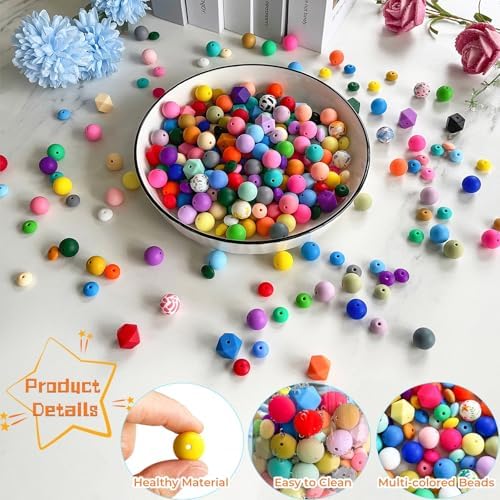630Pcs Silicone Beads Bulk for Keychain and Bracelet Making Kit, 48 Colors