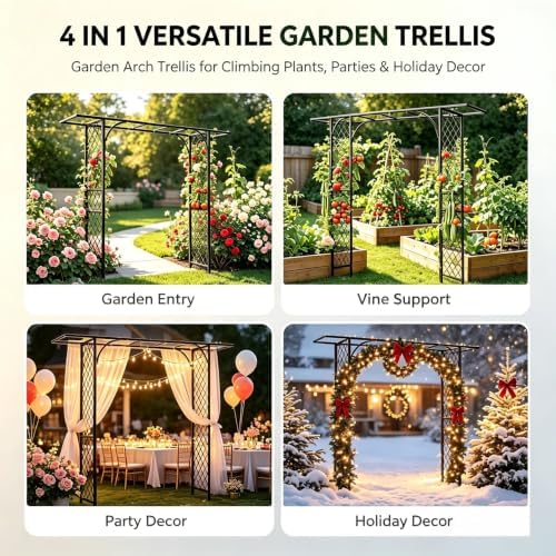 Zhongma Metal Garden Arbor, 83.5'' High x 82.7'' Wide, Outdoor Arch for Climbing Plant, Decorations Pergola