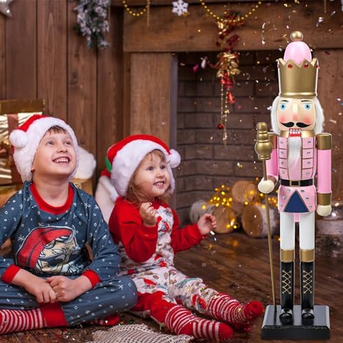 Geetery 36 Inch Large Pink Christmas Nutcracker Decoration Wooden Soldier