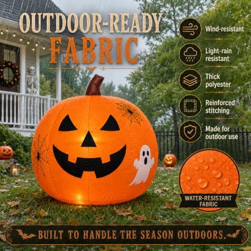 6FT Halloween Inflatable Pumpkin with LED Lights for Outdoor&Indoor Decor