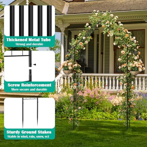 Garden Arch Arbor Trellis for Climbing Plants 8.5Ft Metal Arch Trellis