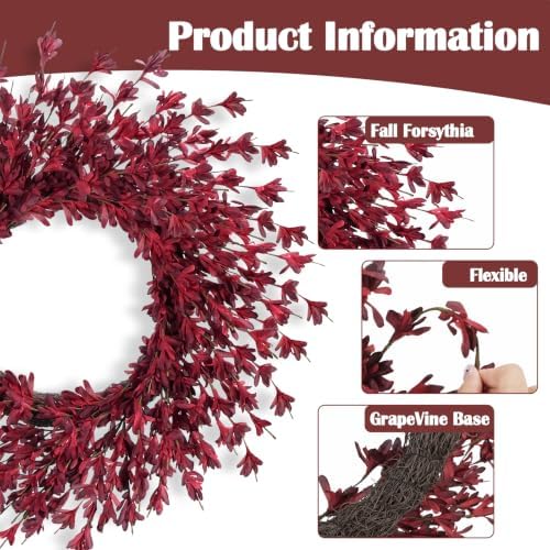 GTIDEA 26" Fall Wreaths for Front Door Outside Large Autumn Wreath Burgundy