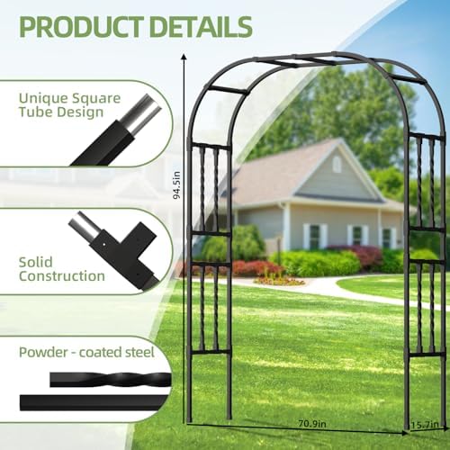 Square Tube Metal Garden Arbor Trellis,5.9x7.9FT