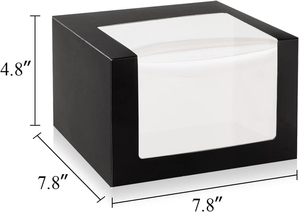 50 Pack Black Gift Boxes with Window, Hat Cap Storage Display Containter