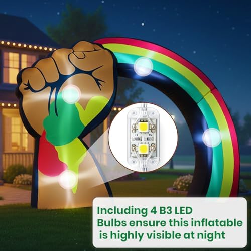 6FT Juneteenth Inflatable Archway Outdoor Decorations, Raised Fist Blow Up Yard Decor with LED Lights for Juneteenth Freedom Day Celebrations, Backyard Cookout Lawn Garden Porch Community Gatherings