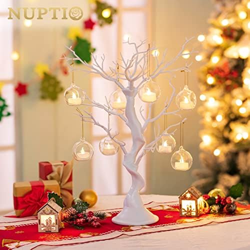 NUPTIO Artificial White Tree Branch for Christmas, 22.8 Inch, 2 Pcs