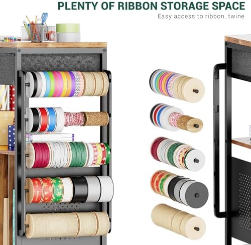 PUNLUXU Wrapping Paper Storage Cart for 12 Rolls with Ribbon Holder 04