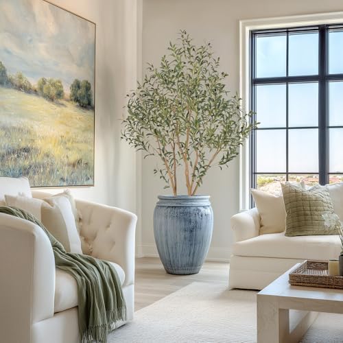 Nafresh Majestic Faux Olive Tree 6ft – Artificial Olive Tree Indoor & Outdoor with Lifelike Leaves & Textured Branches for Living Room, Office, Entryway,Patio
