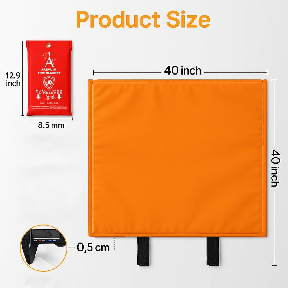 Premium Fire Blanket – 40"x40" Silicone-Coated Fiberglass, Emergenc...