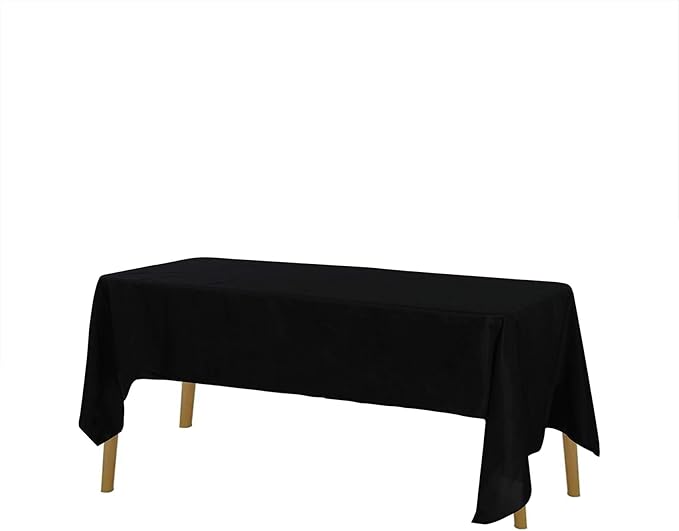 Rectangle Tablecloth 60x120 inch Washable Polyester Fabric Table Cloth for Wedding Party Dining Banquet Decoration（12 Pack 60x120, Black）