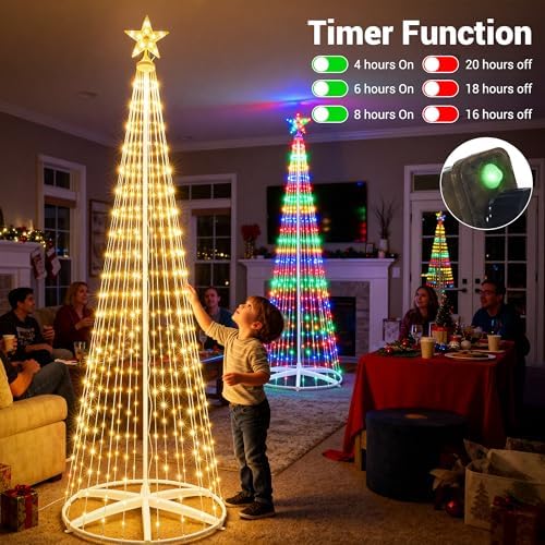 iBaycon Outdoor Christmas Tree, 6.9FT 298 LED Color Changing Lights