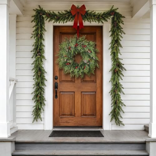 24"Artificial Norfolk Pine Wreath with Berry for Christmas Front Door Decor