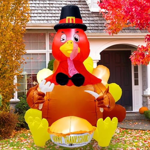 6FT Thanksgiving Inflatable Turkey Decoration, Blow up Turkey Inflatable