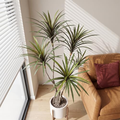 Dracaena marginata Artificial Plant 4.2ft, Faux Dragon Tree in Pot
