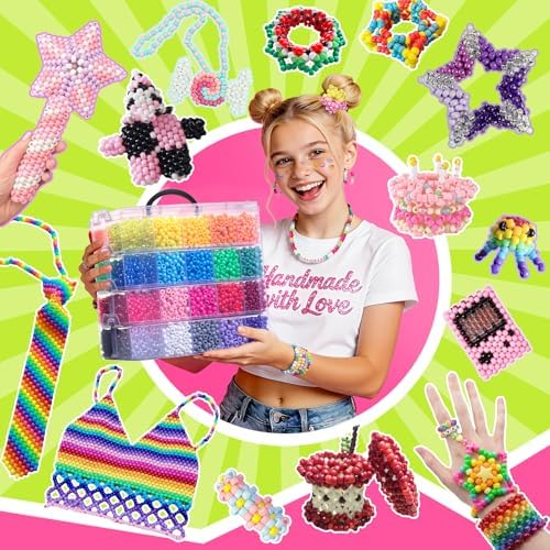 Simetufy 14000Pcs Pony Beads Bulk, 40 Colors for Kandi Bracelet Making