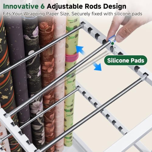 Aquzee Wrapping Paper Storage, Wrapping Paper Cart with Drawer