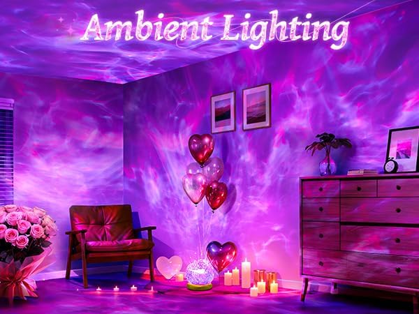 one fire ocean projector for bedroom,18-color led mood, front angle view
