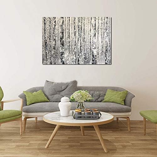 yihui arts modern birch tree canvas wall art, front angle view