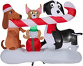 Gemmy Christmas Inflatable Dogs Sharing a Candy Cane Scene, 4.5 ft Tall, Multi