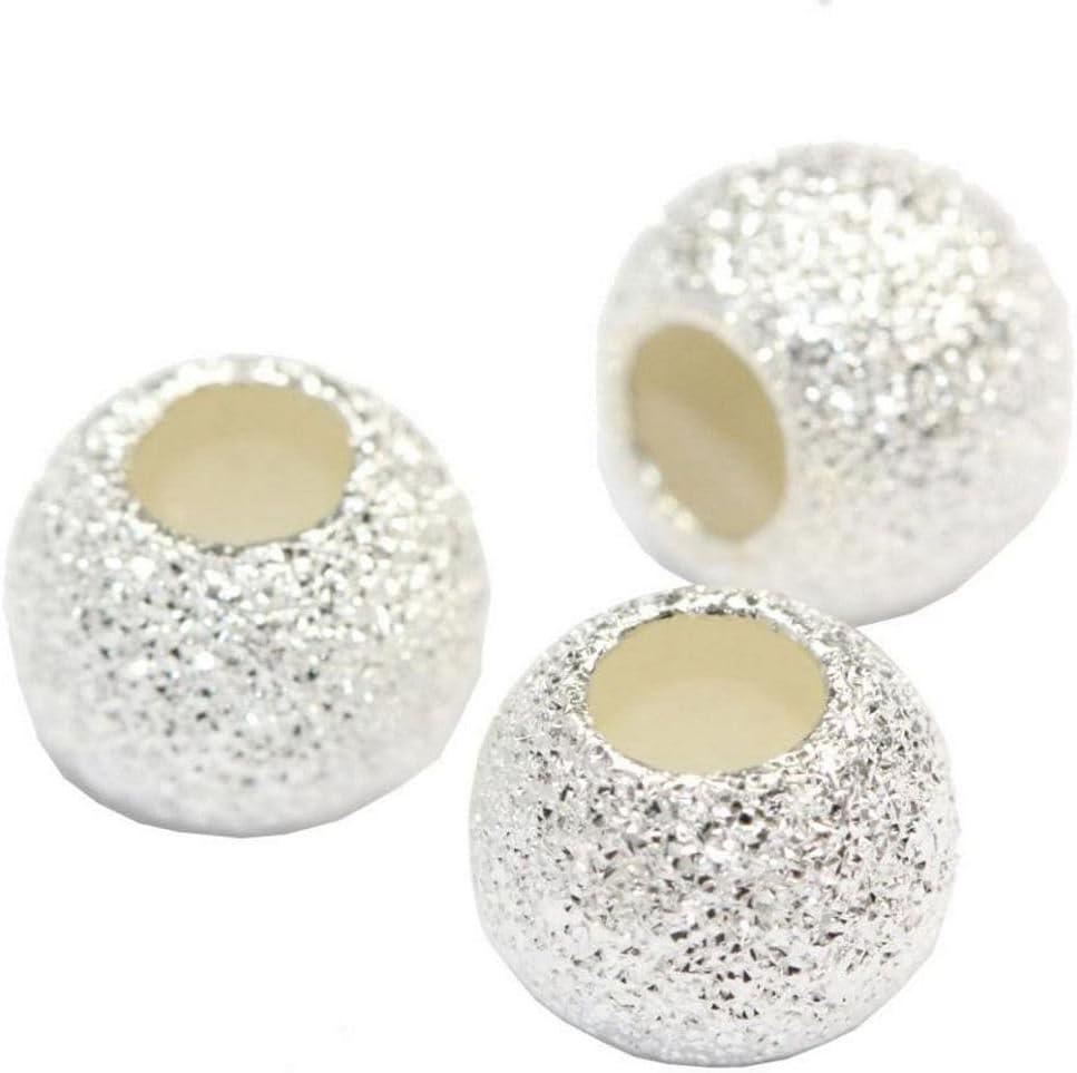 20pcs Adabele Real 925 Sterling Silver Large Hole Stardust Round Beads 6mm